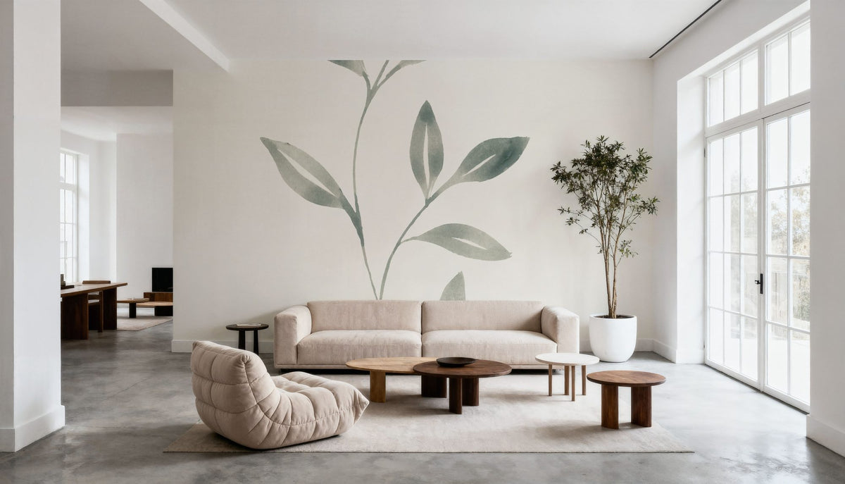 Linen Leaves I Mural Wallpaper - room preview 04
