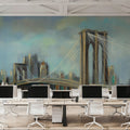 Painterly Brooklyn Bridge Mural Wallpaper - room preview 04