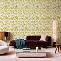 Mellow Lemons White Mural Wallpaper - room preview 04