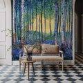 Birch Forest Flower Garden Mural Wallpaper - room preview 04