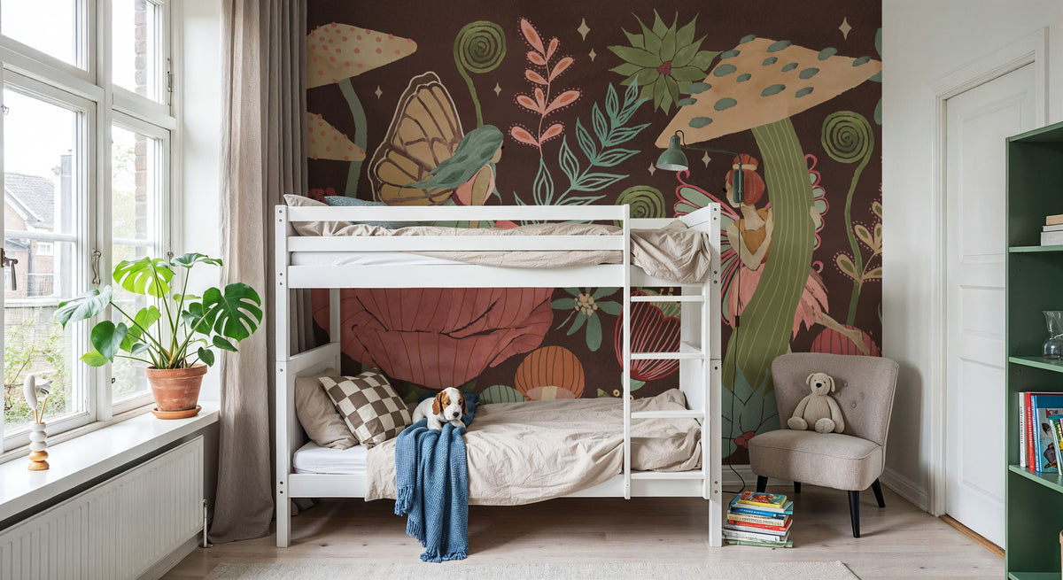 Floralscape Fairies I Dark Mural Wallpaper - room preview 04
