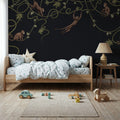 Monkey Jump, Midnight Black Mural Wallpaper - room preview 04