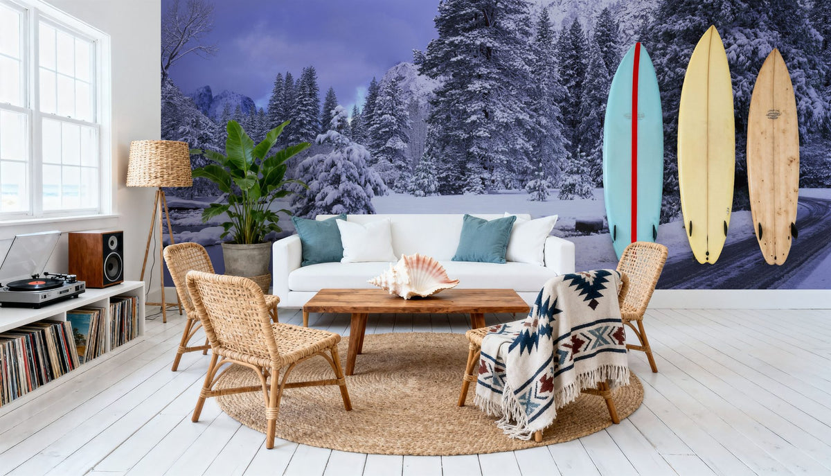 Winter Forest Junction Mural Wallpaper - room preview 04