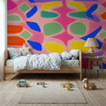 Pastel Neon Pattern Mural Wallpaper - room preview 04