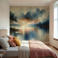 Watercolor Abstract Lake Mural Wallpaper - room preview 04