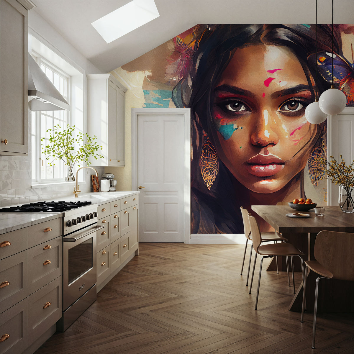 Watercolor Butterfly Woman Mural Wallpaper - room preview 04