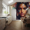 Watercolor Butterfly Woman Mural Wallpaper - room preview 04
