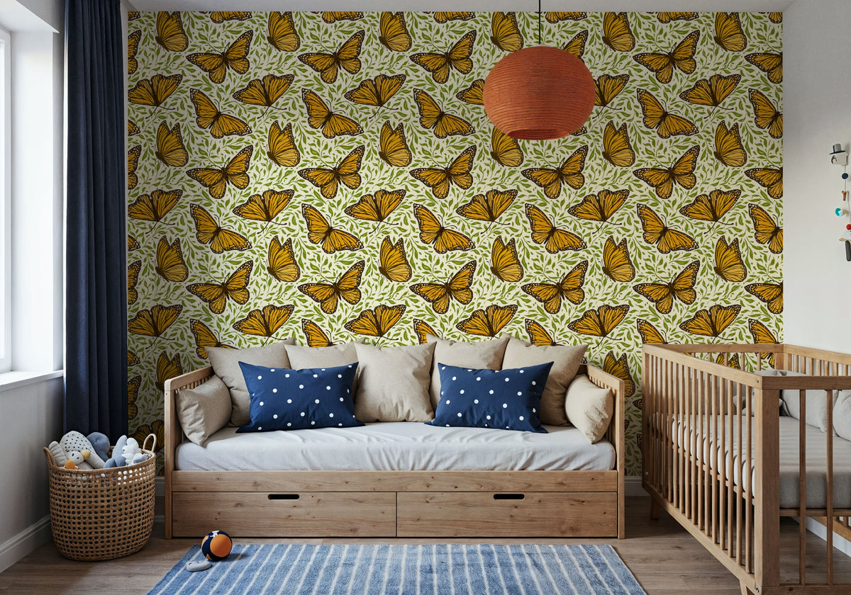 Papillion I, White Mural Wallpaper - room preview 04