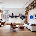Liege Belgium Skyline Blue & Bronze Mural Wallpaper - room preview 04
