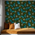 Papillion II, Aqua on Mud Mural Wallpaper - room preview 04