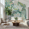 White Blossoms in Focus Mural Wallpaper - room preview 04