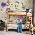 Floral Gaze, Cream Mural Wallpaper - room preview 04