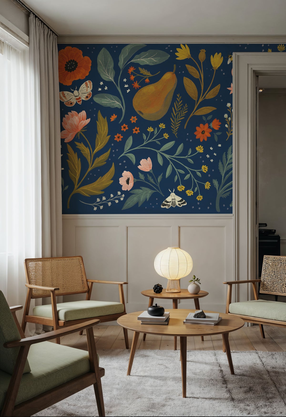 Blue Botanical I Mural Wallpaper - room preview 04