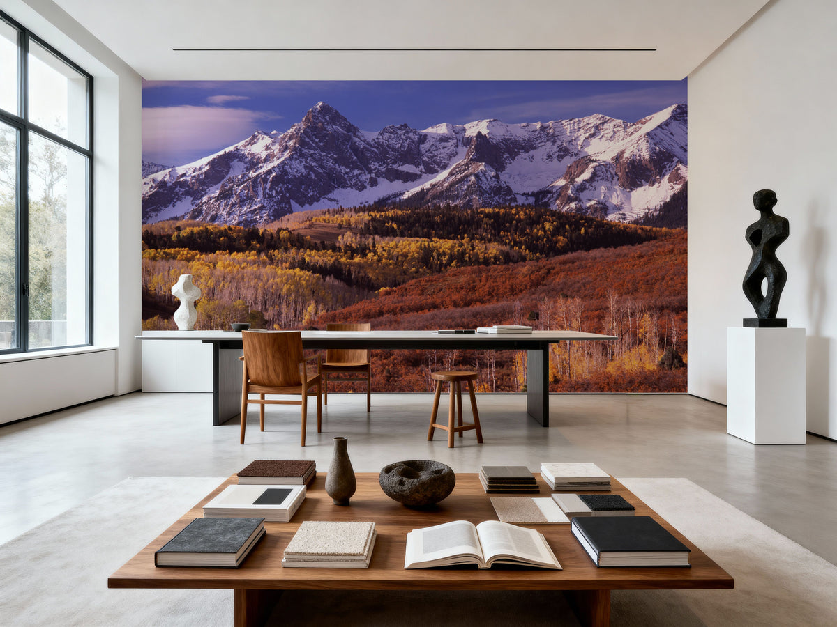 Misty Autumn Peaks Field Mural Wallpaper - room preview 04