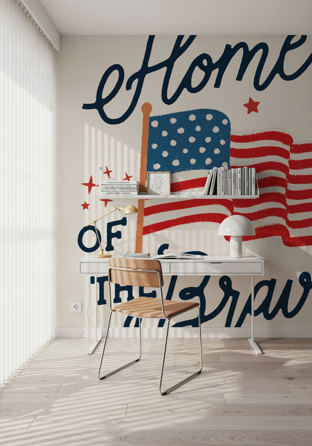 Stars and Stripes IV Brave Mural Wallpaper - room preview 04