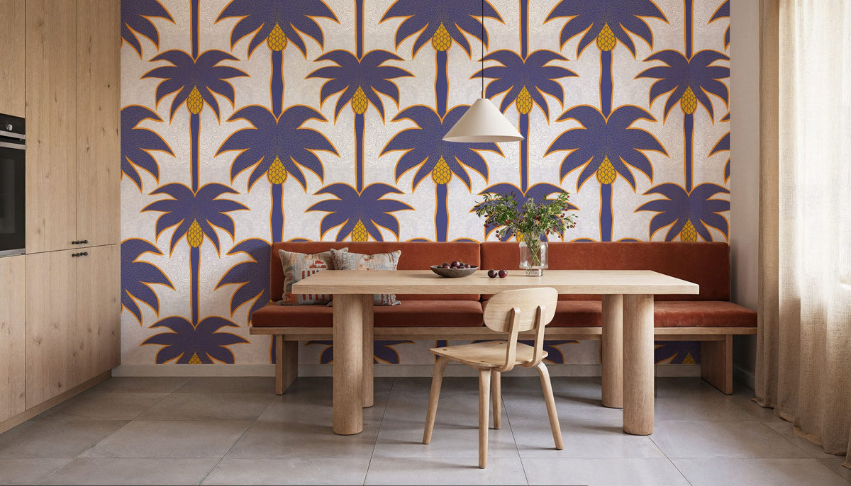 Graphic Palms, Violet Mural Wallpaper - room preview 04