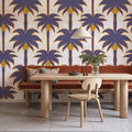 Graphic Palms, Violet Mural Wallpaper - room preview 04