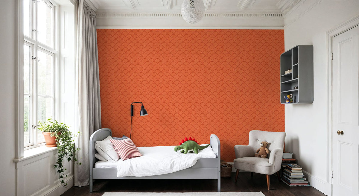 Coastal Scales Orange Mural Wallpaper - room preview 04
