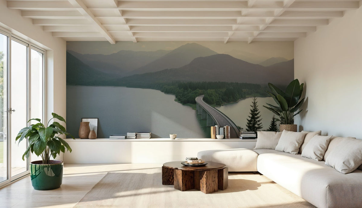 Mountain Lake Crossing Mural Wallpaper - room preview 04