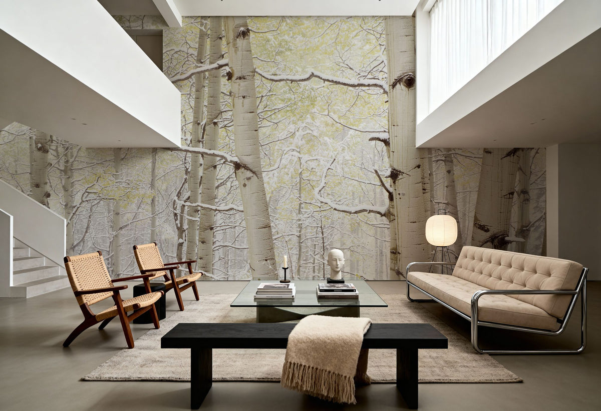 Winter Birch Forest Mural Wallpaper - room preview 04