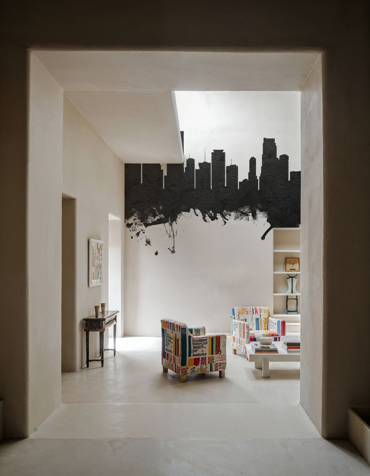 Miami Florida Skyline Blck & White Mural Wallpaper - room preview 04