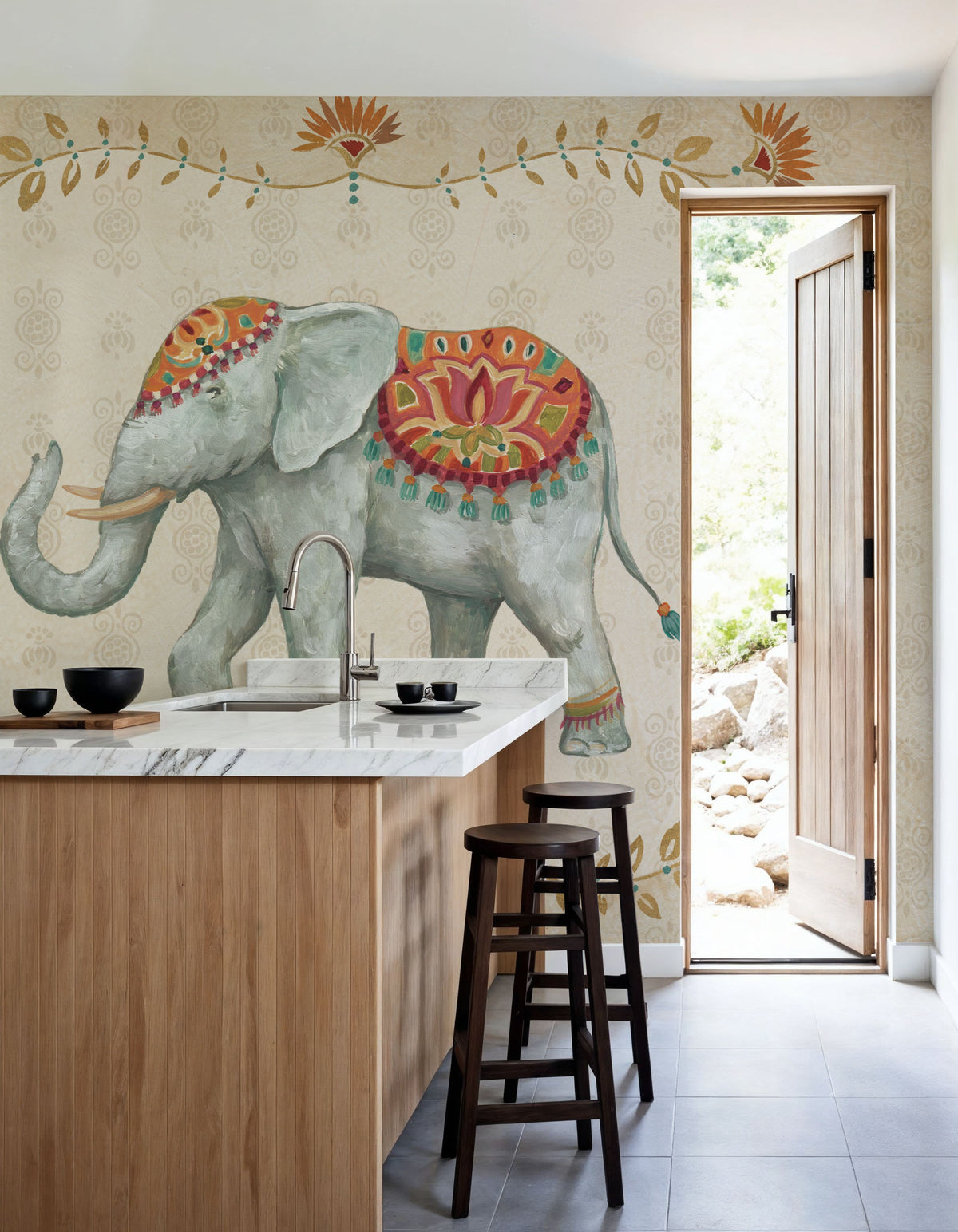 Elephant Walk V Mural Wallpaper - room preview 04