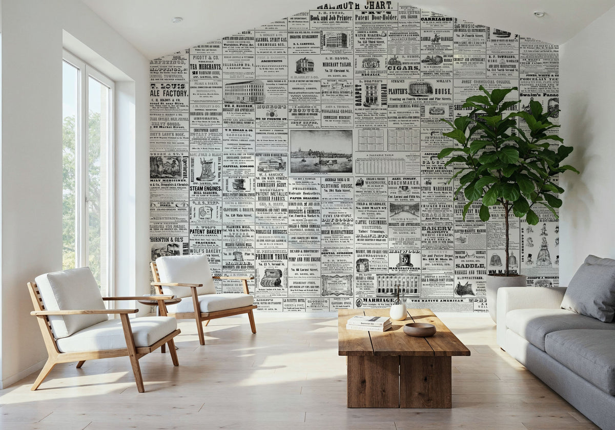 Vintage Newspaper Mural Wallpaper - room preview 04