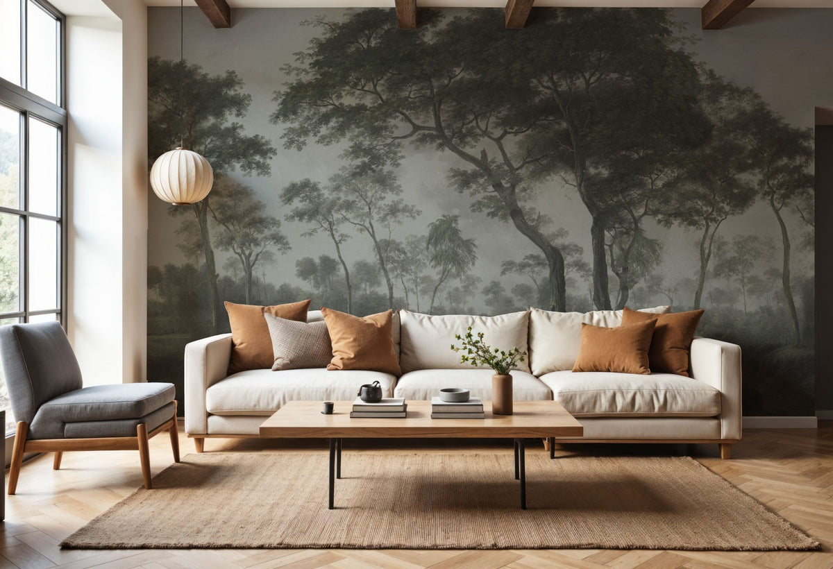 Woodland Brook, Moody Green Mural Wallpaper - room preview 04