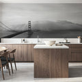Foggy Bridge Silhouette Mural Wallpaper - room preview 04