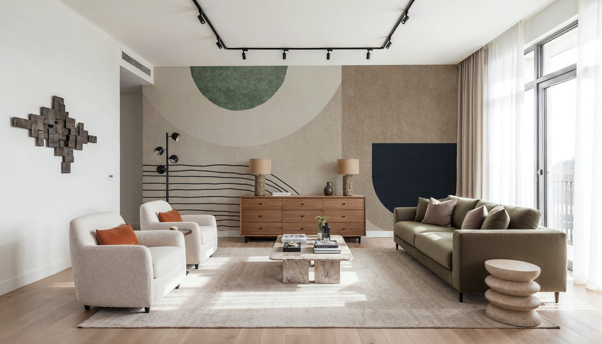 Fields & Traces Mural Wallpaper - room preview 04