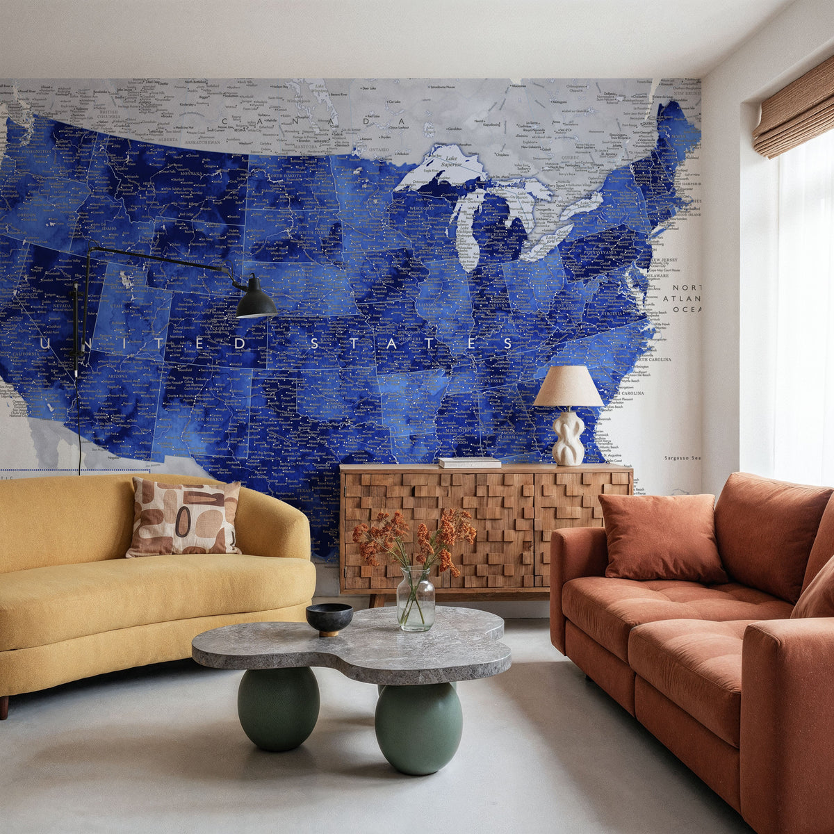 US Map Detailed - Gulzar Mural Wallpaper - room preview 04