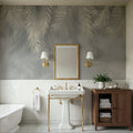 Palms Above, Gray Mural Wallpaper - room preview 04