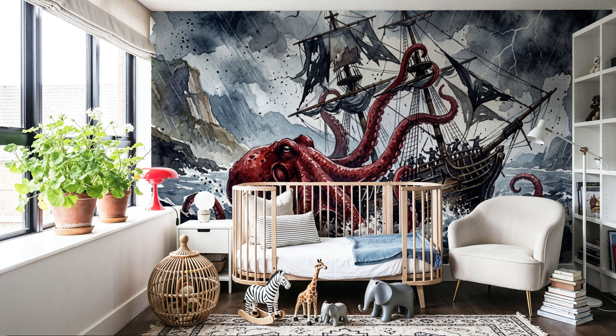 The Octopus Beast Mural Wallpaper - room preview 04