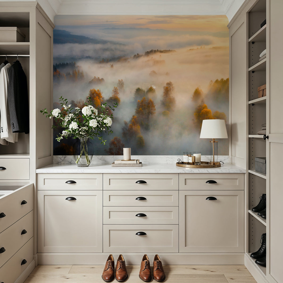 Foggy Birch Dream Mural Wallpaper - room preview 04