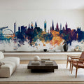 Glasgow Scotland Skyline Blue & Bronze Mural Wallpaper - room preview 04