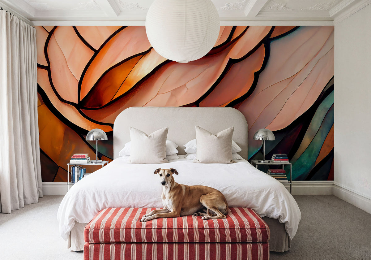 Peach Organic Fields Mural Wallpaper - room preview 04