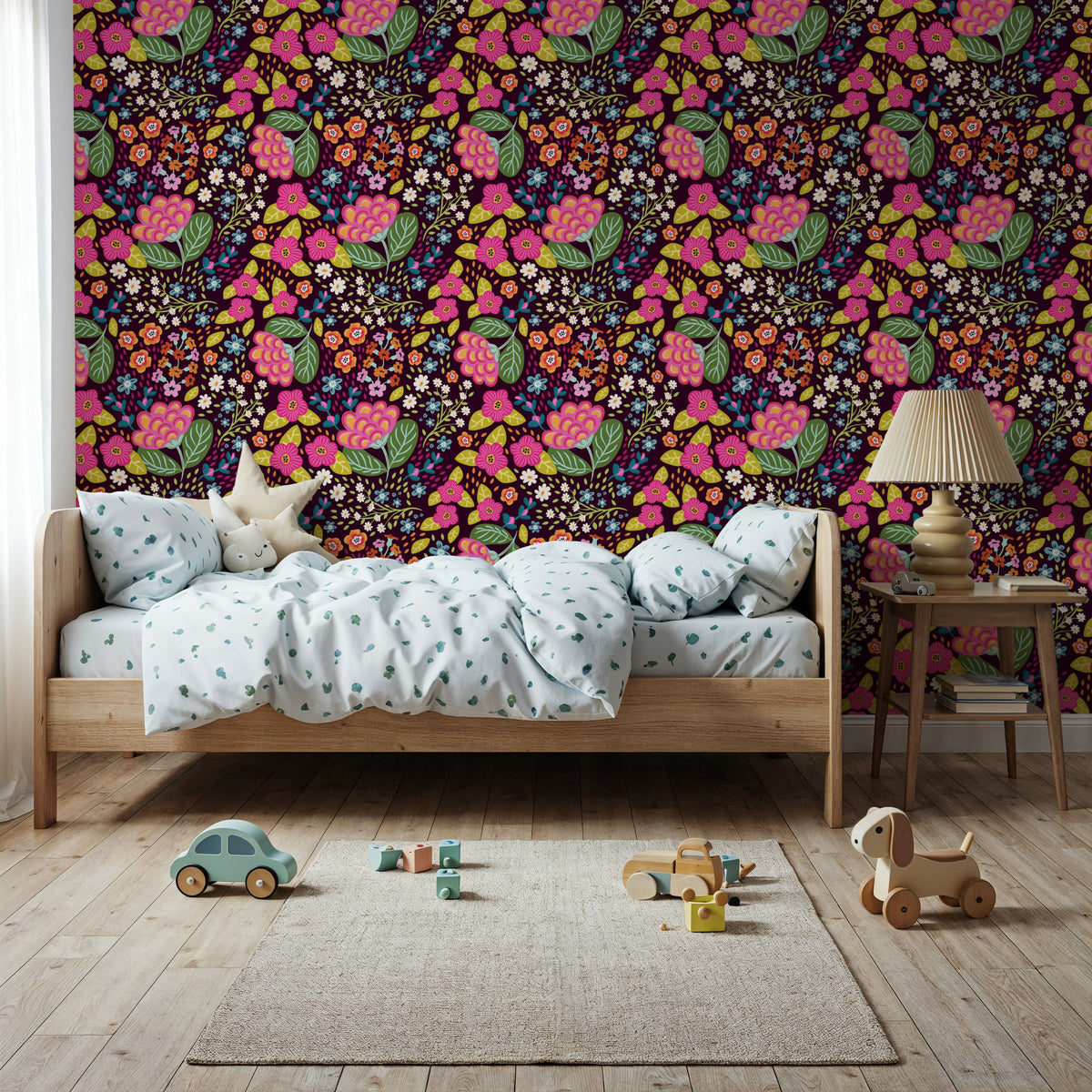 Happy Flowers, Mulberry Mural Wallpaper - room preview 04