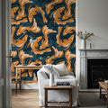 Koi Fish, Ocean Blue Mural Wallpaper - Red Tone - room preview 04