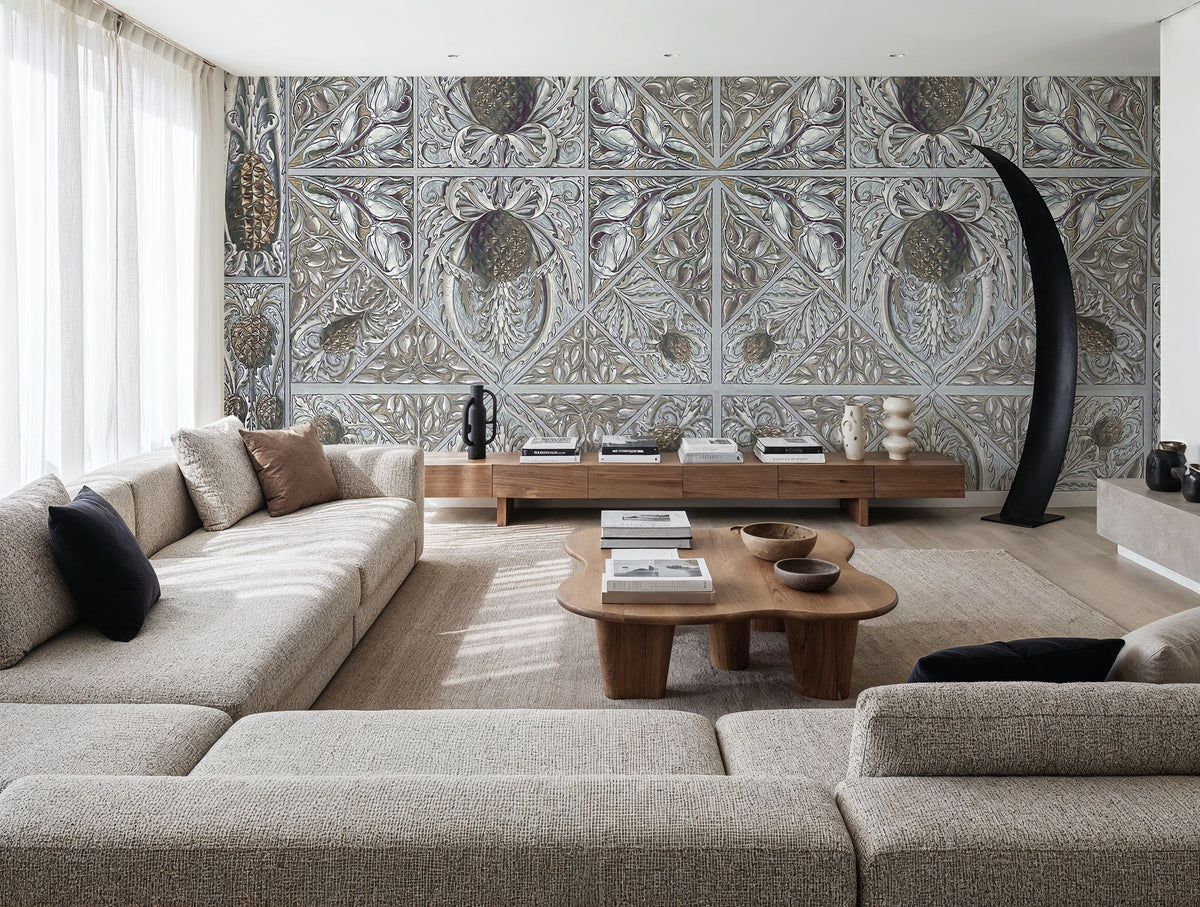 Pineapple Deco Mural Wallpaper - Neutral Tone - room preview 04