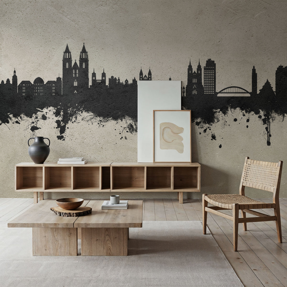 Magdeburg Germany Skyline Concrete Mural Wallpaper - room preview 04