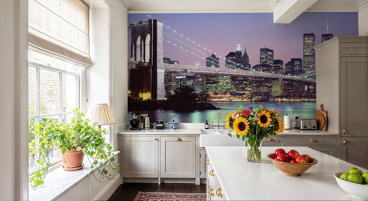 Illuminated Bridge Mural Wallpaper - room preview 04