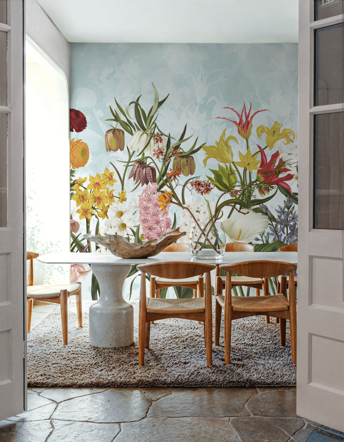 Happy Spring Flowers Mural Wallpaper - Neutral Tone - room preview 04