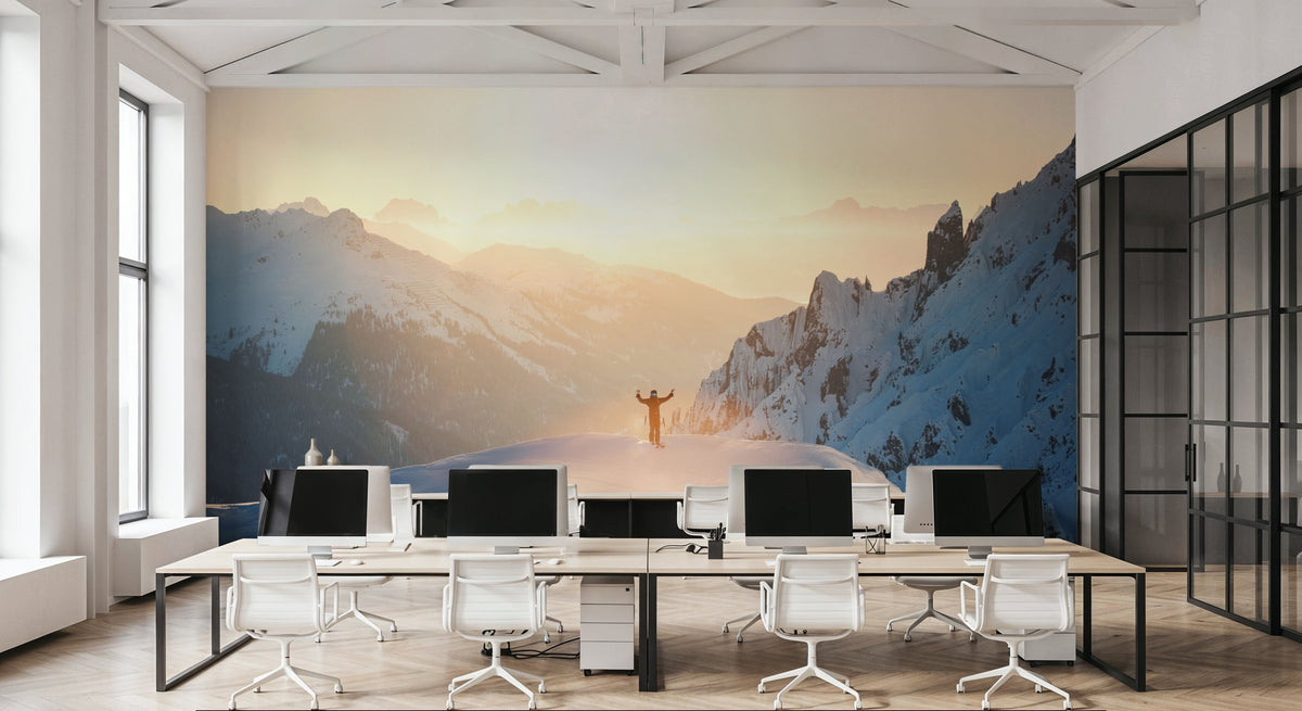 Skiers Rush Mural Wallpaper - room preview 04