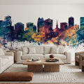 Orlando Florida Skyline Blue & Bronze Mural Wallpaper - room preview 04