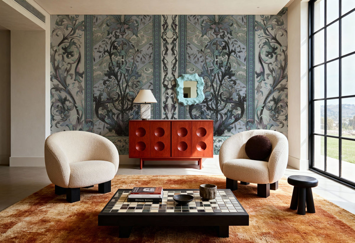 Plant Fantasy Ornament, Dove Mural Wallpaper - room preview 04