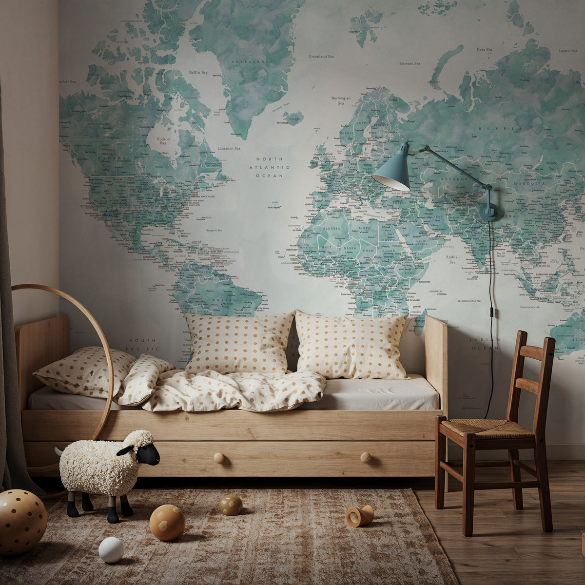 World Map Cities - Gertrudis Mural Wallpaper - room preview 04