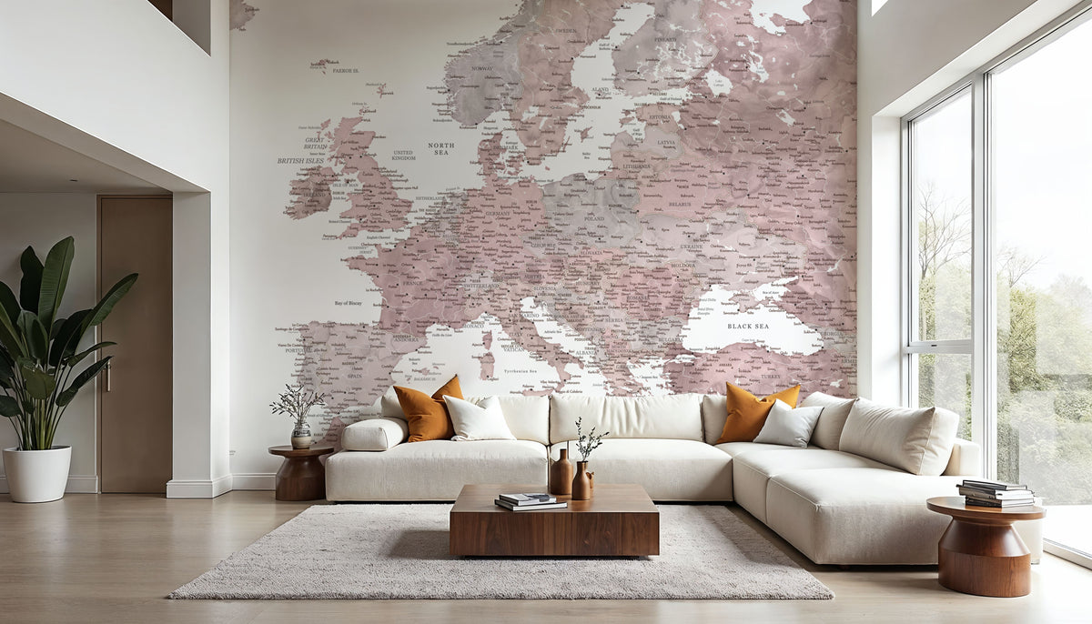 Europe Map Detailed - Linda Mural Wallpaper - room preview 04