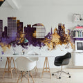 Southend-on-Sea England Skyline Purple & Gold Mural Wallpaper - room preview 04