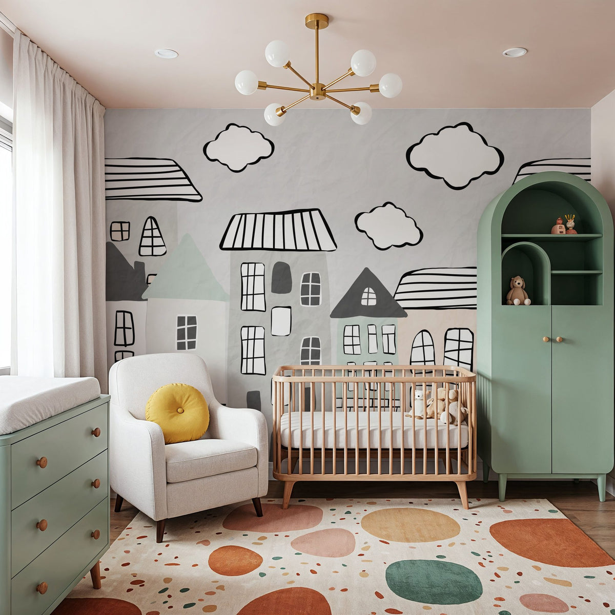 Three Clouds Mural Wallpaper - room preview 04