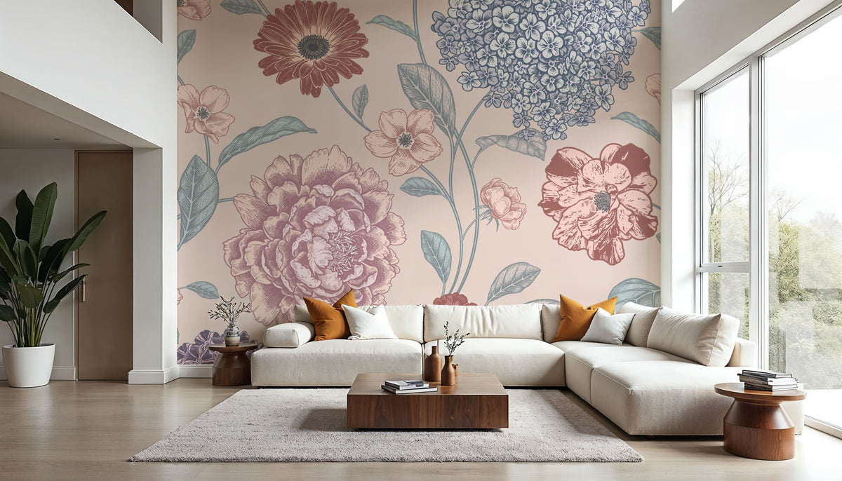 Victorian Flowers Mural Wallpaper - room preview 04